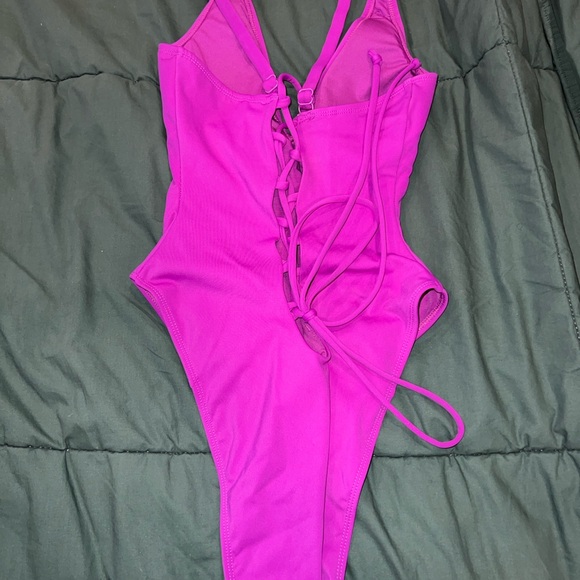 TA3 Plungey Orchid Women's One-Piece Hi-Cut Swimsuit - Picture 3 of 5